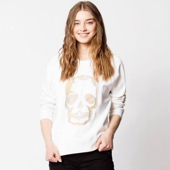 Zadig and Voltaire Upper Skull Embroidered Top M - Picture 2 of 4